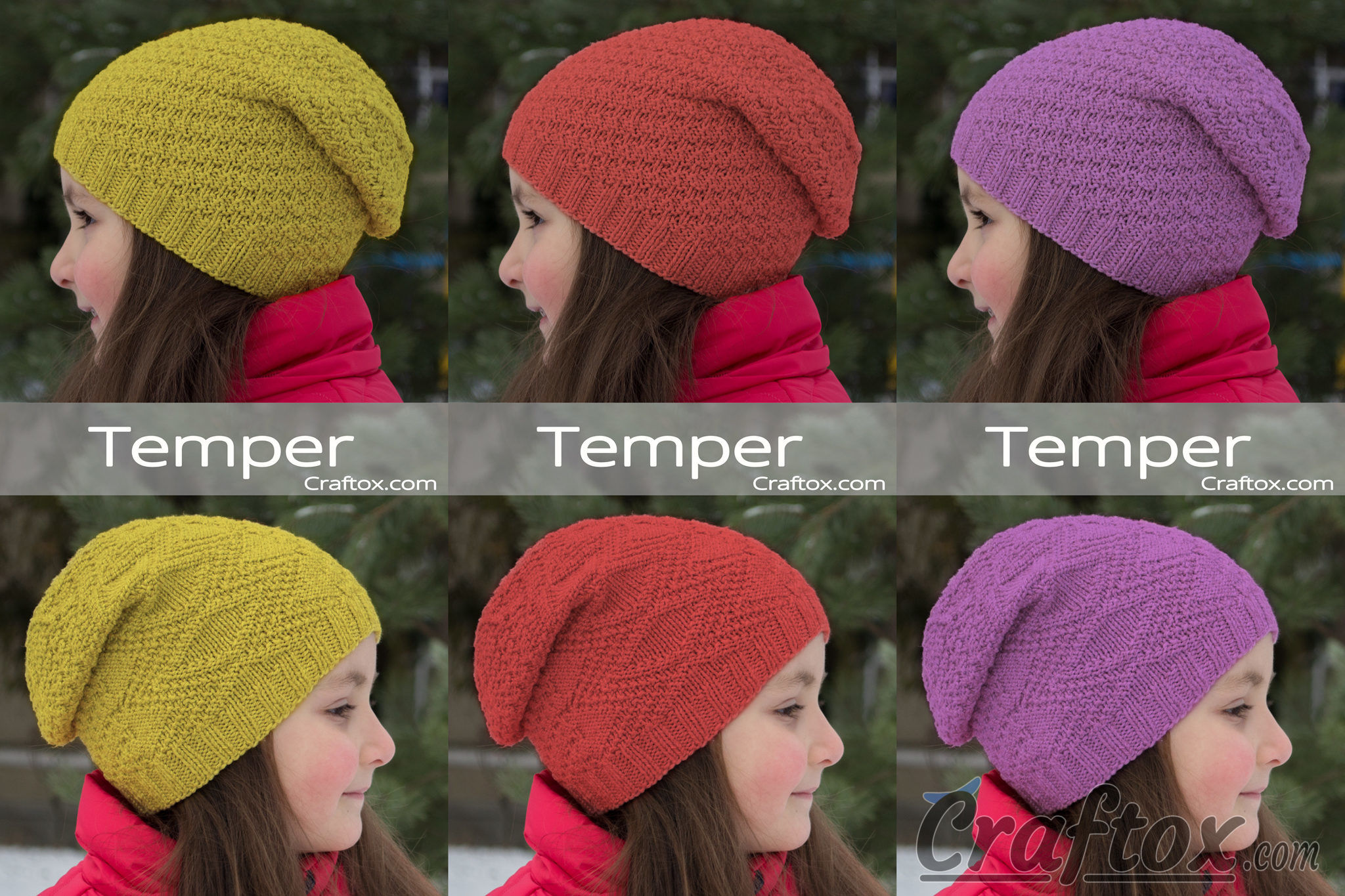 Child's slouchy beanie hat - "Temper". Free knitting pattern for beginners.