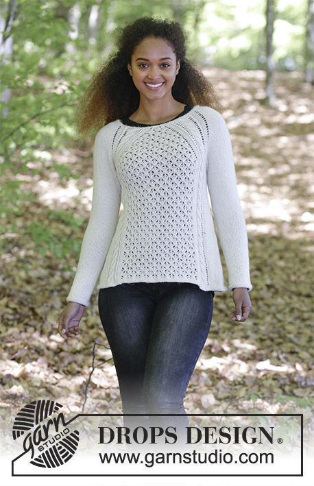Easy girls and women's pullover Winter Grace. Free knitting pattern (cables, lace).