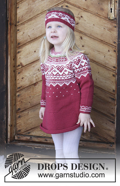 Girls (toddler, children) knit pullover Visby Tunic. Free easy pattern (norwegian).