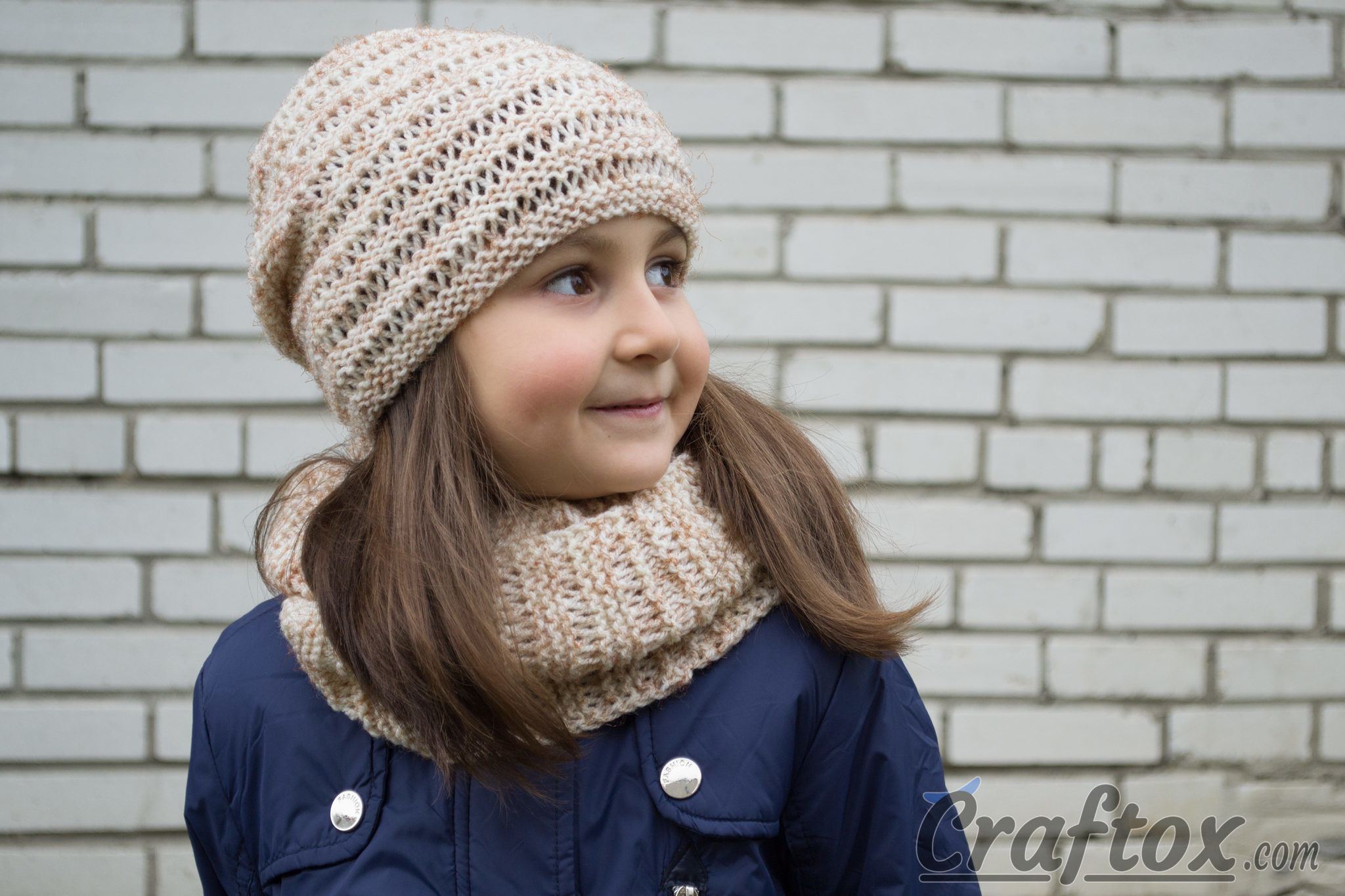 Hat and cowl set "Kari". Knitting pattern for beginners.