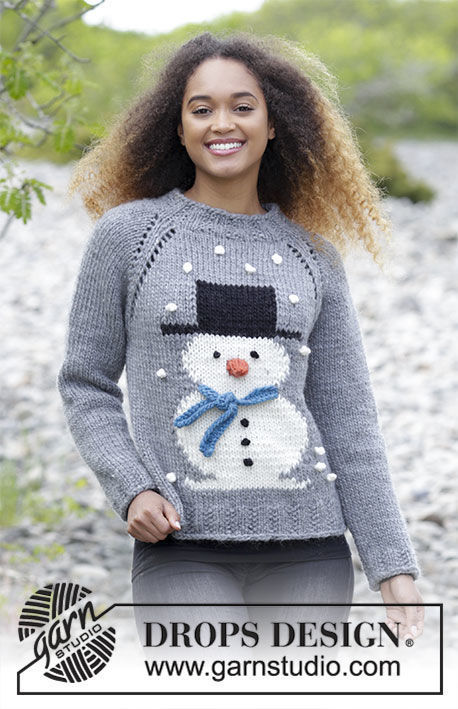 Knit unisex jumper Frosty's Christmas with snowman. Free pattern (raglan, intarsia, top down).