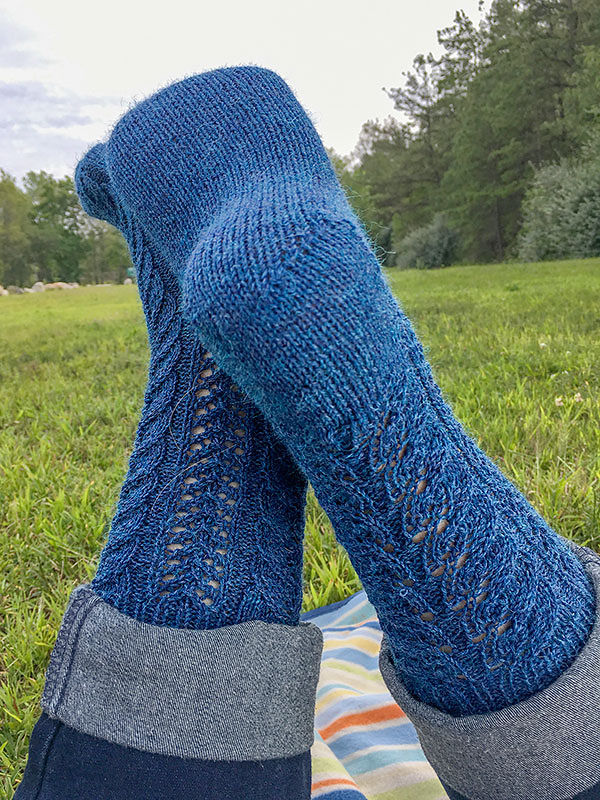 Lace socks mid calf Shenandoah. Free knitting pattern. 2