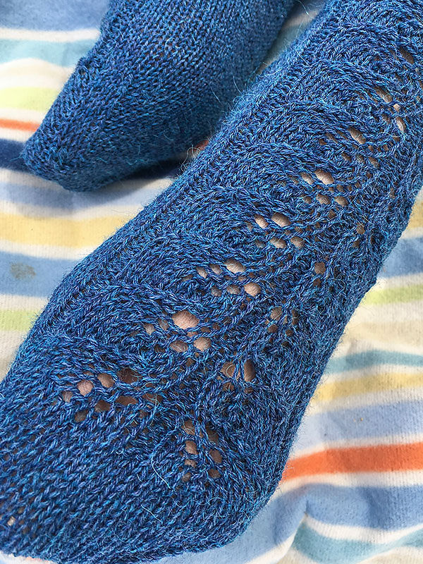 Lace socks mid calf Shenandoah. Free knitting pattern. 3