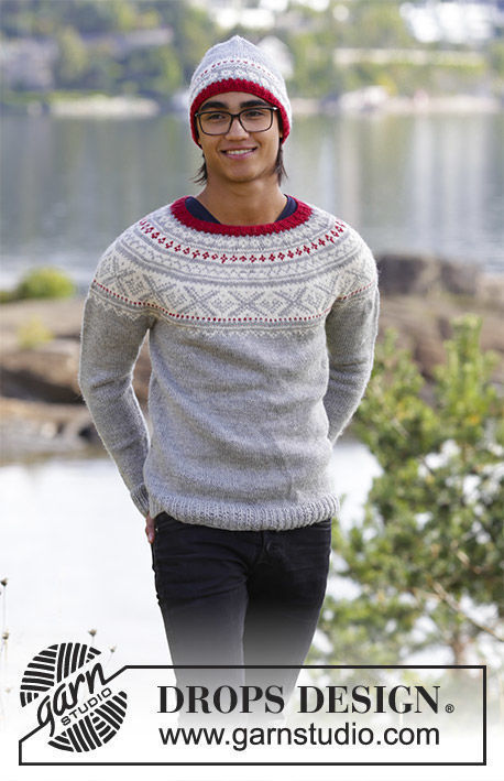 Men's and boys knit pullover Narvik. Free pattern.