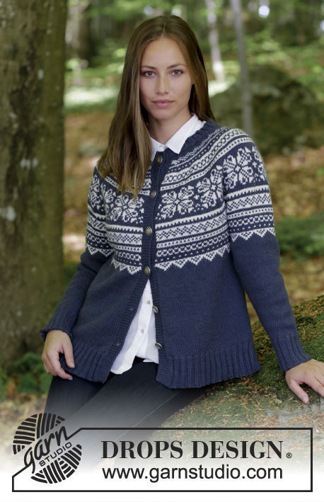 Women's and girls (teen) knit cardigan Lofoten Jacket. Free pattern (norwegian).